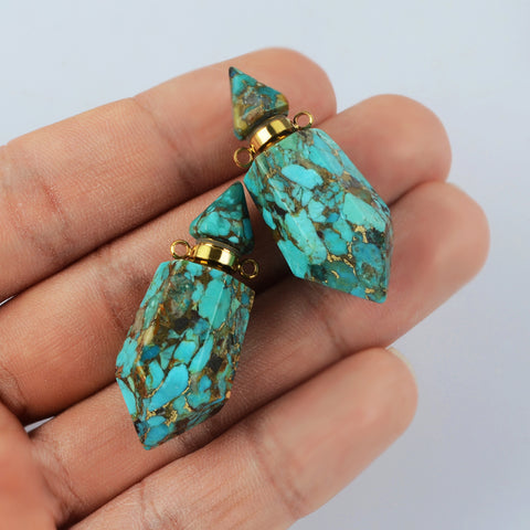 Gold Copper Turquoise Perfume Bottle Connector G2032