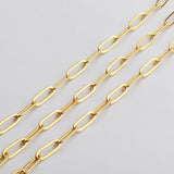 16 Feet Gold Plated Brass Oval Link Chain, Paper Clip Chain Finding PJ495