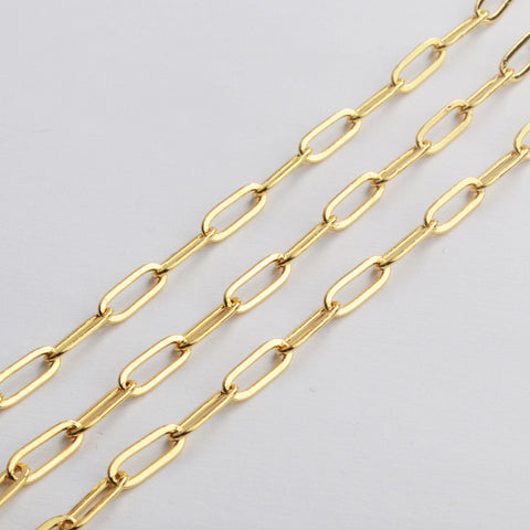 16 Feet Gold Plated Brass Oval Link Chain, Paper Clip Chain Finding PJ495