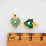Heart Shape Gold Plated Bezel Rainbow Natural Gemstone CZ Micro Pave Pendant WX2129
