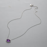 15" S925 Sterling Silver Prong Faceted Aquamarine Moonstone Crystal Necklace, CZ Micro Pave, Gemstone Dainty Jewelry Necklace SS228NS