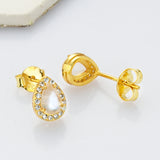 Teardrop S925 Sterling Silver Natural Moonstone CZ Micro Pave Stud Earrings, Healing Crystal Post Earring Jewelry SS247EG