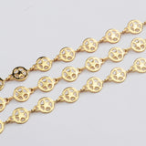 16 Feet Gold Plated Brass Hollow Star Round Chain, 6mm Coin Chain, For Necklace Bracelet Jewelry Making, Wholesale Supply PJ493
