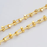 16 Feet Gold Plated Brass Square U Link Chain, Polished Paper Clip Chain, For Necklace Bracelet Jewelry Making, Wholesale Supply PJ502