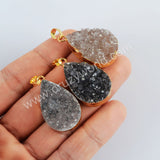 Gold Plated Teardrop Natural Colors Agate Druzy Pendant, Crystal Drop Pendant G2021