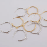 50Pcs Simple Crescent Gold/Silver Plated Brass DIY Stud Earrings Finding With Loop Circle Round Charm Fashion Making Jewelry Tool PJ380