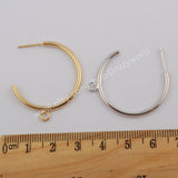 50Pcs Simple Crescent Gold/Silver Plated Brass DIY Stud Earrings Finding With Loop Circle Round Charm Fashion Making Jewelry Tool PJ380