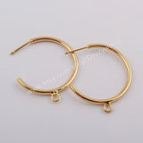50Pcs Simple Crescent Gold/Silver Plated Brass DIY Stud Earrings Finding With Loop Circle Round Charm Fashion Making Jewelry Tool PJ380