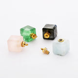 Gold Plated Square Green Fluorite Aquamarine Crystal Gemstone Perfume Bottle Charm Pendant G2080