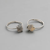 S925 Sterling Silver Claw Rainbow Raw Gemstone Ring, Healing Crystal Stone Ring, Adjustable SS204