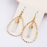 Angel Aura Quartz Crystal Point Earrings Gold Plated Big Teardrop Earrings HD0367