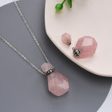 Silver Natural Stone Healing Perfume Bottle Connector Necklace S2068