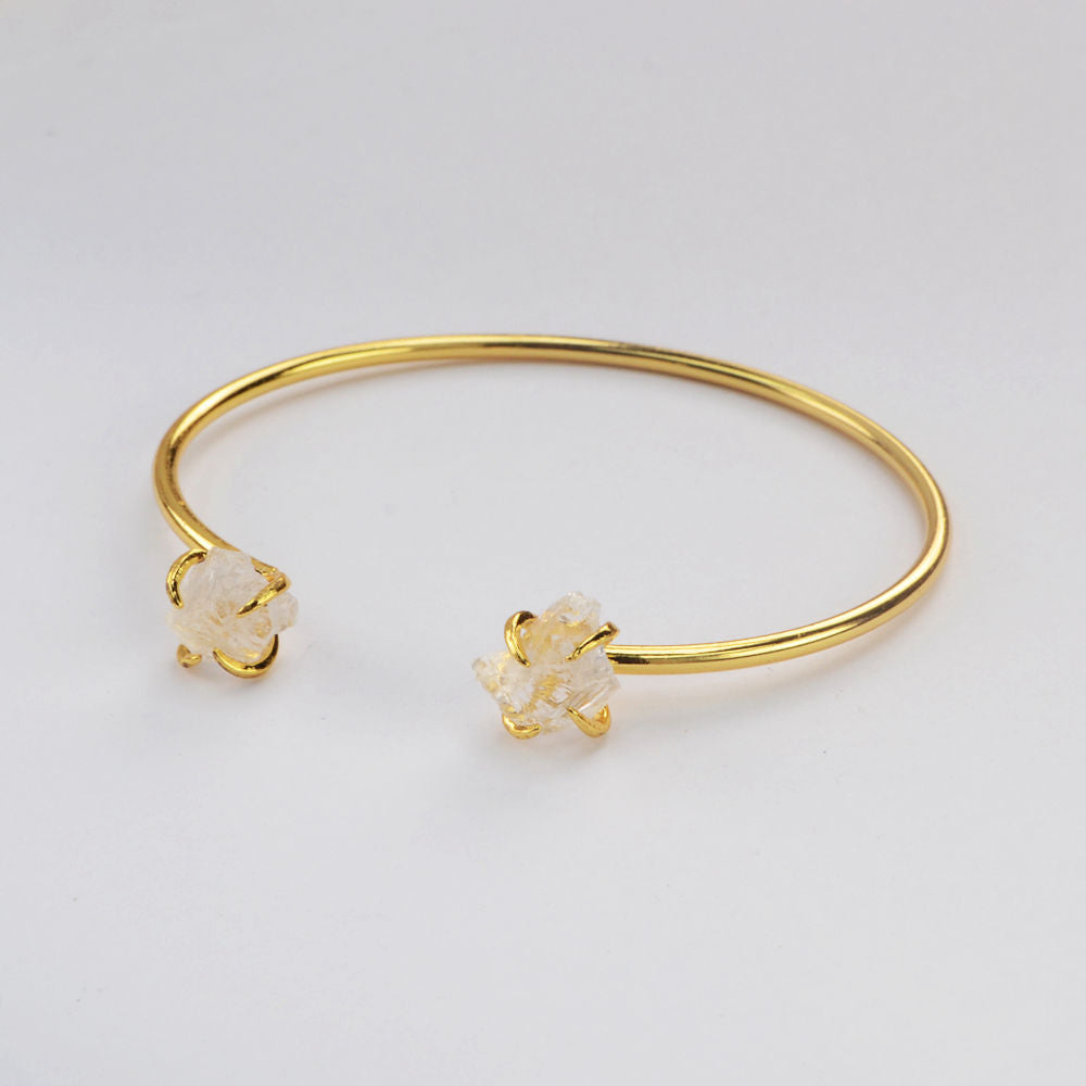 white quartz bracelet clear quartz bracelet white crystal bracelet adjustable bangle gift for woman