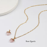 18" Gold Plated Rainbow Gemstone Heart Faceted Pendant Necklace G2073-N