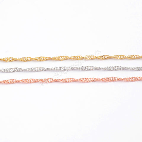 10pcs/lot,Gold Plated 1mm Thin Connector 18" Chain Necklace PJ257