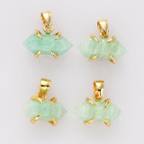 Tiny Hexagon Point Gold Plated Claw Rainbow Gemstone Pendant, Crystal Stone Terminated Point Pendant ZG0480