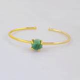 Gold Plated Claw Multi Natural Gemstone Raw Stone Adjustable Bangle Bracelet Jewelry Cuff ZG0451
