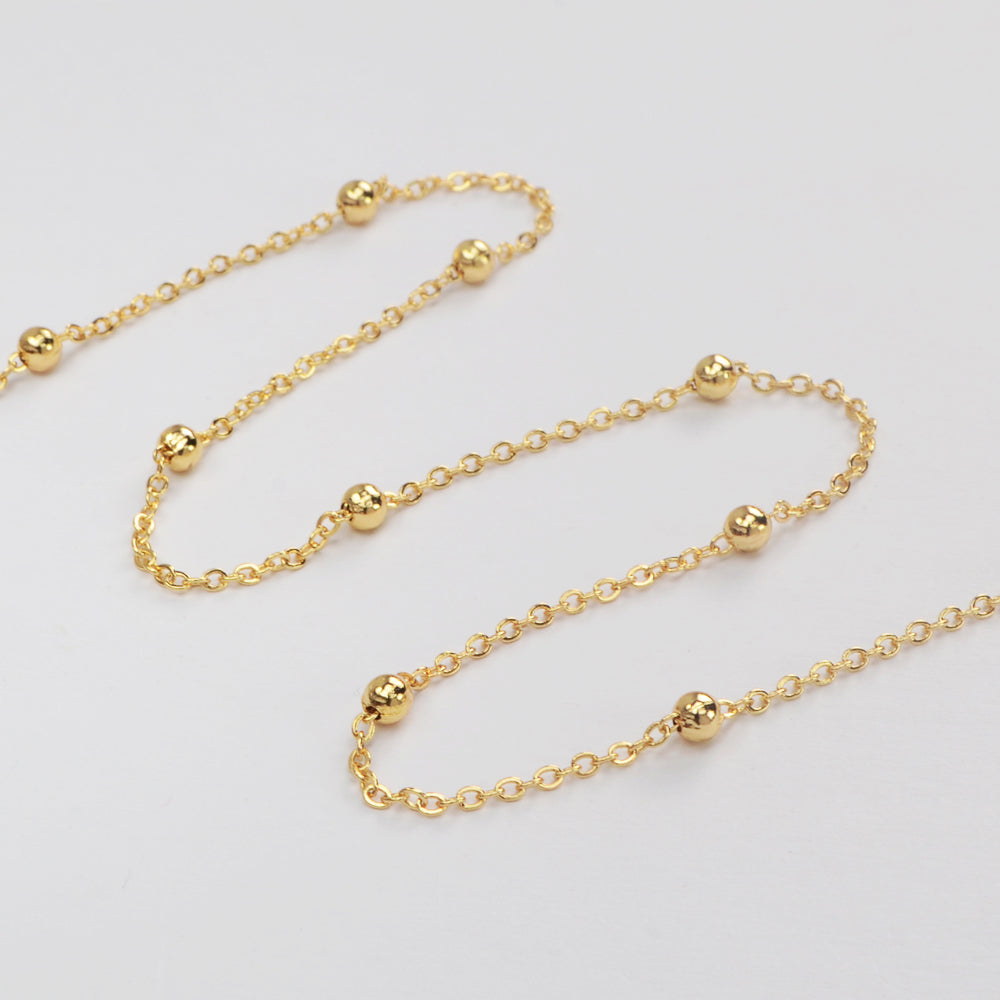 Gold Filled Beaded Chain 16