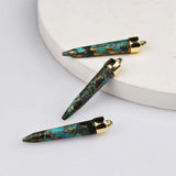 Gold Plated Cap Copper Turquoise Spike Charm Turquoise Gemstone Stick Pendant Bar Pendant ZG0468