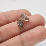 Gold Plated Raw Herkimer Diamond Quartz Stud Earrings, Healing Crystal Jewelry G2101