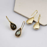 Gold Plated Teardrop Labradorite Faceted Earrings Healing Crystal Stone Earrings ZG0467