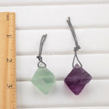 Natural Green/Purple Fluorite Stones  Pendant Beads with Rope WX1566