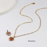 18" Gold Plated Rainbow Gemstone Heart Faceted Pendant Necklace G2073-N
