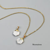 18"  Gold Plated Hexagon Rainbow Gemstone Faceted Pendant Necklace G2072-N