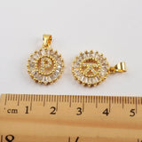 Round Gold Plated CZ Initial Letter Pendant, Zircon Pave Pendant WX1130