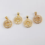 Round Gold Plated CZ Initial Letter Pendant, Zircon Pave Pendant WX1130