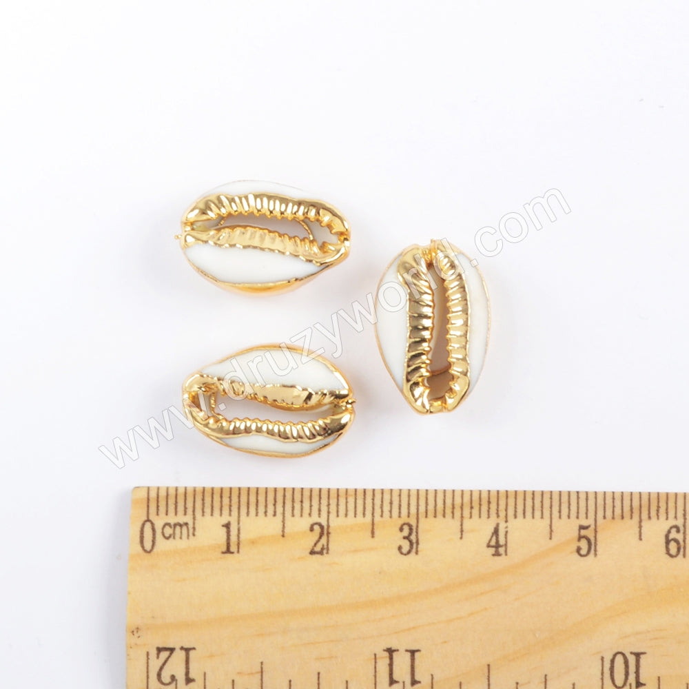 Gold Plated Cowrie Shell Bead Undrilled G1690