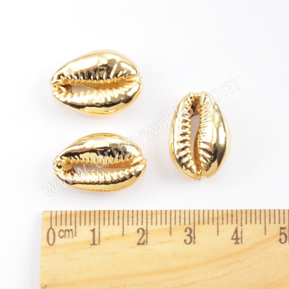 Full Gold Plated Cowrie Shell Bead Undrilled G1691