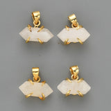 Tiny Hexagon Point Gold Plated Claw Rainbow Gemstone Pendant, Crystal Stone Terminated Point Pendant ZG0480