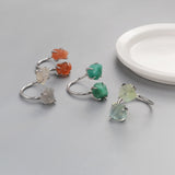Silver Plated Claw Raw Double Gemstone Adjustable Ring, Healing Crystal Ring Jewelry ZS0447