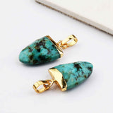 Gold Plated Shield Shape Natural Turquoise Faceted Pendant, Multi Gemstone Jewelry Making G2081