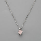 16" Silver Plated Claw Tiny Rainbow Natural Gemstone Necklace, Raw Healing Crystal Stone Pendant Necklace, Birthstone Necklace Jewelry ZS0479-N