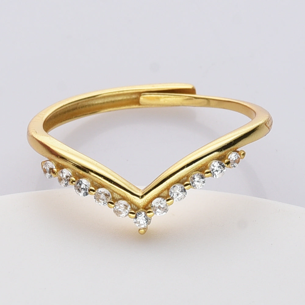 925 Sterling Silver CZ Ring, Adjustable Size, Fashion Jewelry Zircon Ring SS245