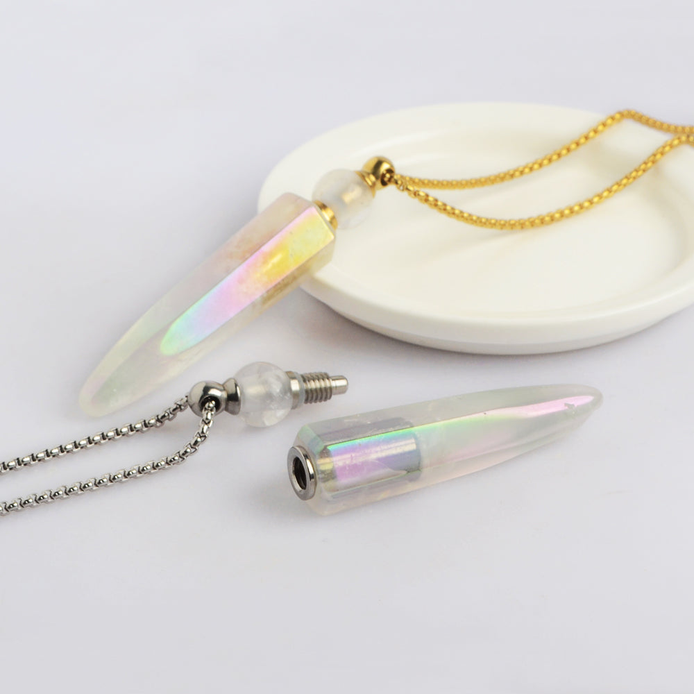27" Gold/Silver White Quartz LED Light Perfume Bottle Necklace WX1826