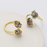 Adjustable Gold Plated Claw Raw Herkimer Quartz Ring, Healing Crystal Stone Ring Jewelry ZG0500