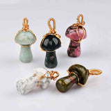Small Mushroom Crystal Gemstone Pendant Wire Wrap Healing Crystal Stone Jewelry WX2121