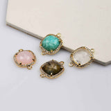 5 pcs Square Gold Plated Claw Gemstone Faceted CZ Micro Pave Connector briolette crystal stone charms WX2092