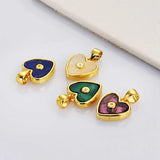 Heart Shape Gold Plated Bezel Rainbow Natural Gemstone CZ Micro Pave Pendant WX2129