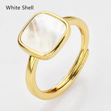 Gold Square Gemstone Ring, Adjustable Ring, Fashion Jewelry WX2208