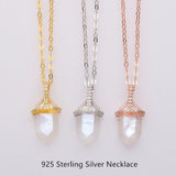 18" of 925 Sterling Silver Hexagon Natural Moonstone Faceted Necklace, CZ Micro Pave Neckalce SS237