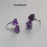 Silver Plated Claw Raw Double Gemstone Adjustable Ring, Healing Crystal Ring Jewelry ZS0447