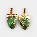 Gold Plated Shield Shape Natural Turquoise Faceted Pendant, Multi Gemstone Jewelry Making G2081