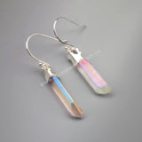 Angel Aura Quartz Titanium Healing Crystal Point Earrings Gold/Silver Plated G1606