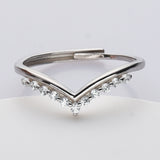 925 Sterling Silver CZ Ring, Adjustable Size, Fashion Jewelry Zircon Ring SS245