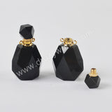 Natural Black Agate Perfume Bottle Stainless Steel Necklace PB001