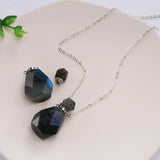 Silver Natural Stone Healing Perfume Bottle Connector Necklace S2068
